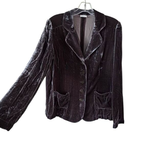 J. Jill Women's Velvet Blazer Size Medium Brown Silk Blend Whimsigoth Preppy - Picture 1 of 11